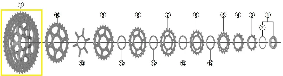 Shimano - Pignons Pour Cassette SLX CS-M7000 11 Vitesses 1 Shimano - Pignons Pour Cassette SLX CS-M7000 11 Vitesses